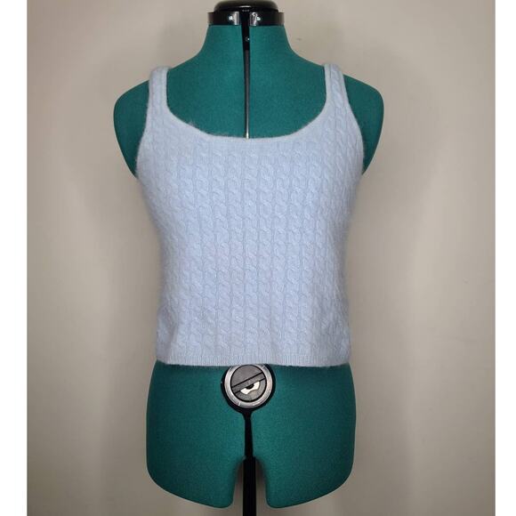 Ellen Tracy Company blue crop angora tank sleeveless sweater - small - Picture 1 of 5